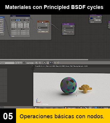 Materiales con Principled BSDF : Operaciones basicas con nodos.
