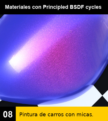 Materiales con Principled BSDF : Pintura de carro con micas.
